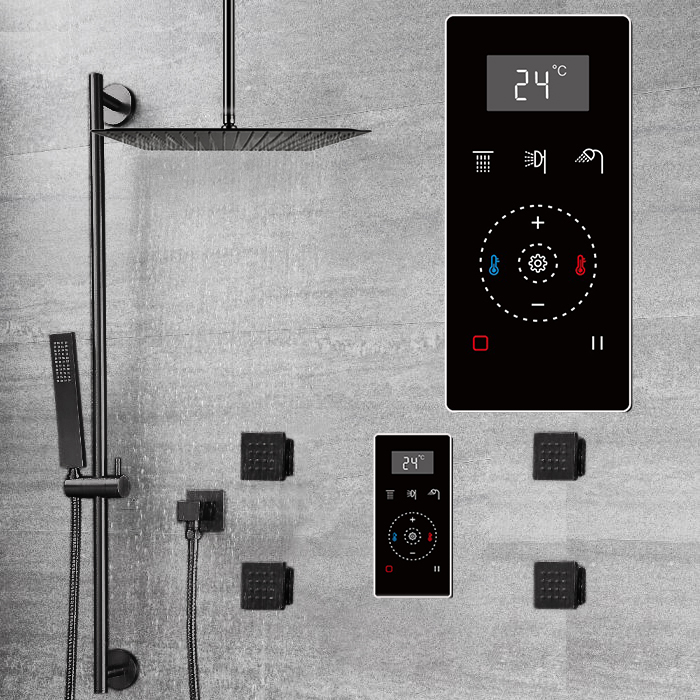 Fontana Thermostatic Massage Shower Digital Touch Screen Shower Mixer Display 3 Function Rainfall Shower Set With Handheld Shower